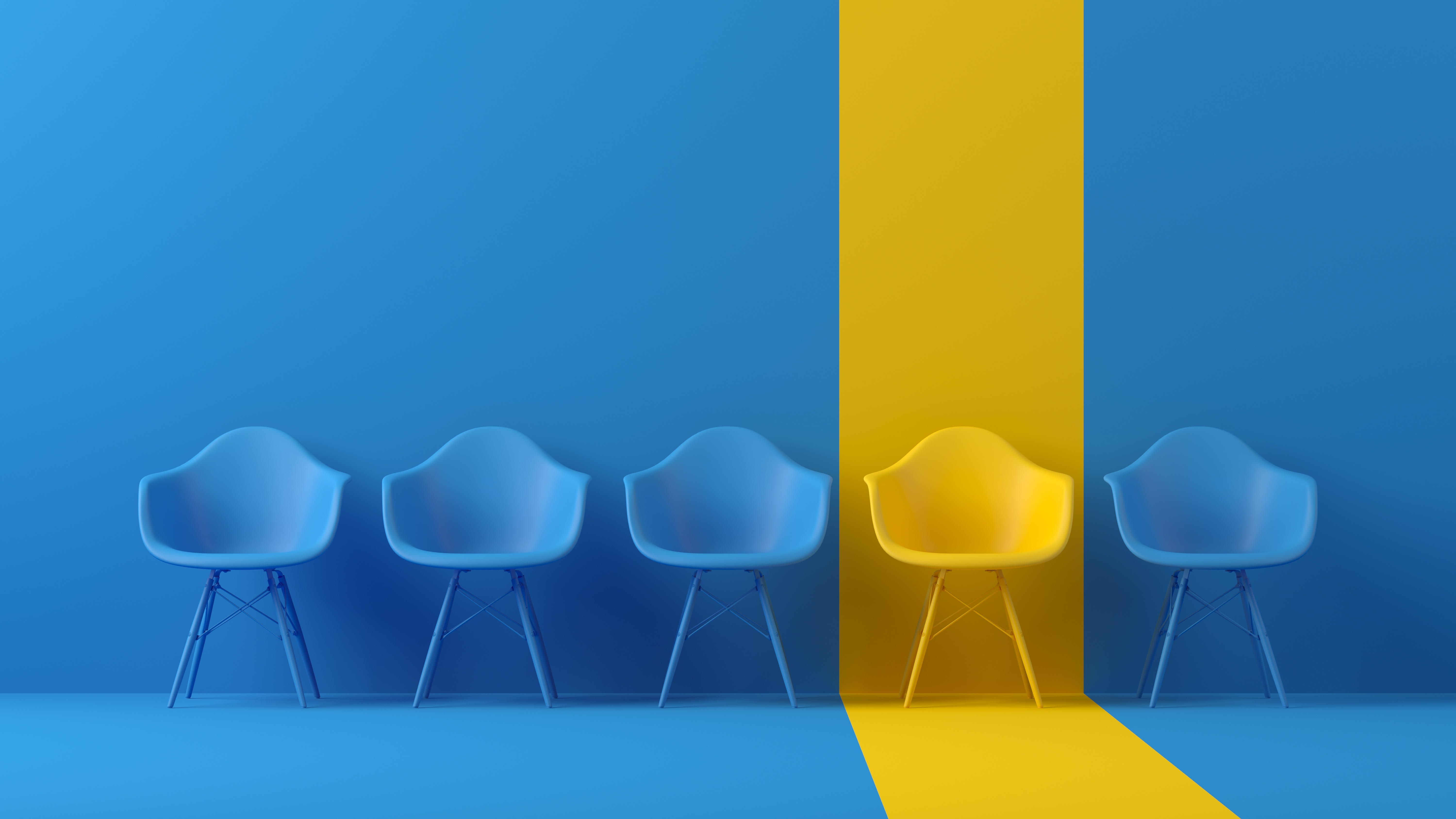 Single chair being highlighted in interview waiting room from Staffing Proxy hearing healthcare recruiting